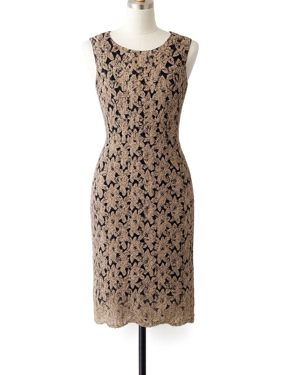 Boo Radley Dresses & Skirts - Boo Radley Metallic Gold & Black Floral Lace Sheath Cocktail Dress - Size Sm